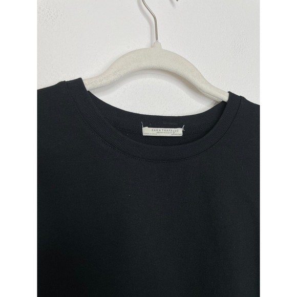 Zara Trafaluc Small Feather-Accent Sweater Black Blue  Oversized Balloon Sleeve - Picture 8 of 16